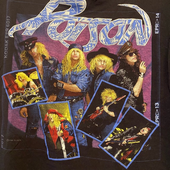 Vintage 1988 Poison Open Up and Say Ahh Custom Altered Hair Metal Tee - Picture 3 of 5